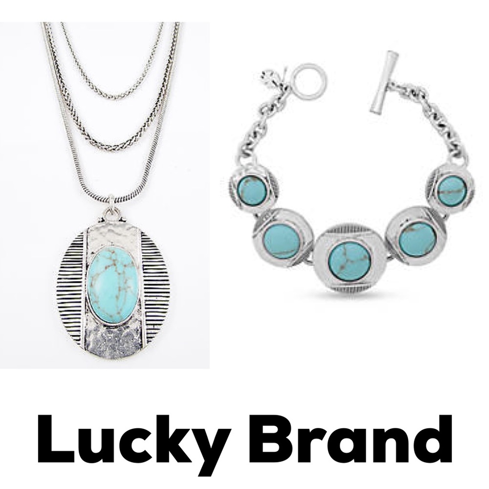 Lucky Brand Turquoise and Metal Etched Set